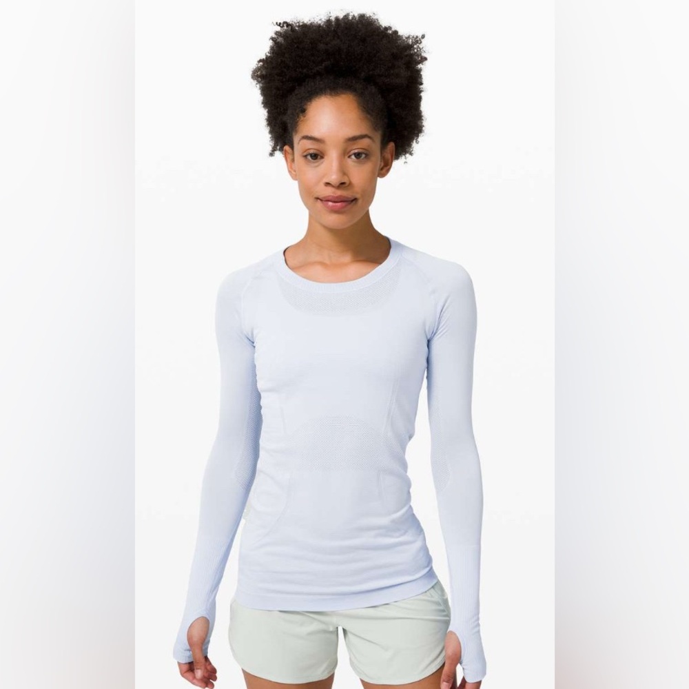 lululemon athletica Long-Sleeve Seamless Crew Top in Light Blue